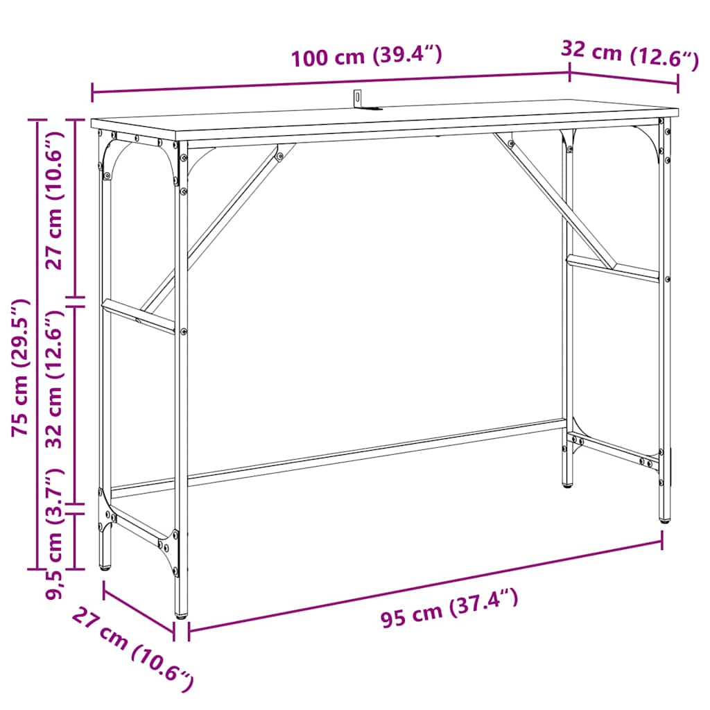 Masă de consolă Lemn vechi 100 x 32 x 75 cm Lemn compozit