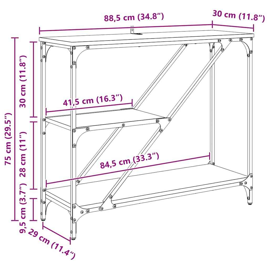 Masă de consolă Stejar Negru 88,5 x 30 x 75 cm Lemn compozit