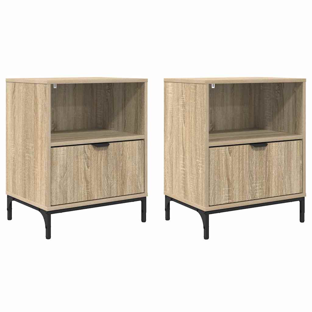 Mese de noptieră cu sertar 2 pcs Stejar sonoma 49 x 36 x 61 cm