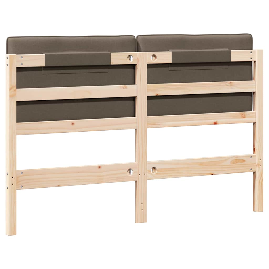 Tăblie tapițată Maro și taupe 140 cm Lemn de pin masiv