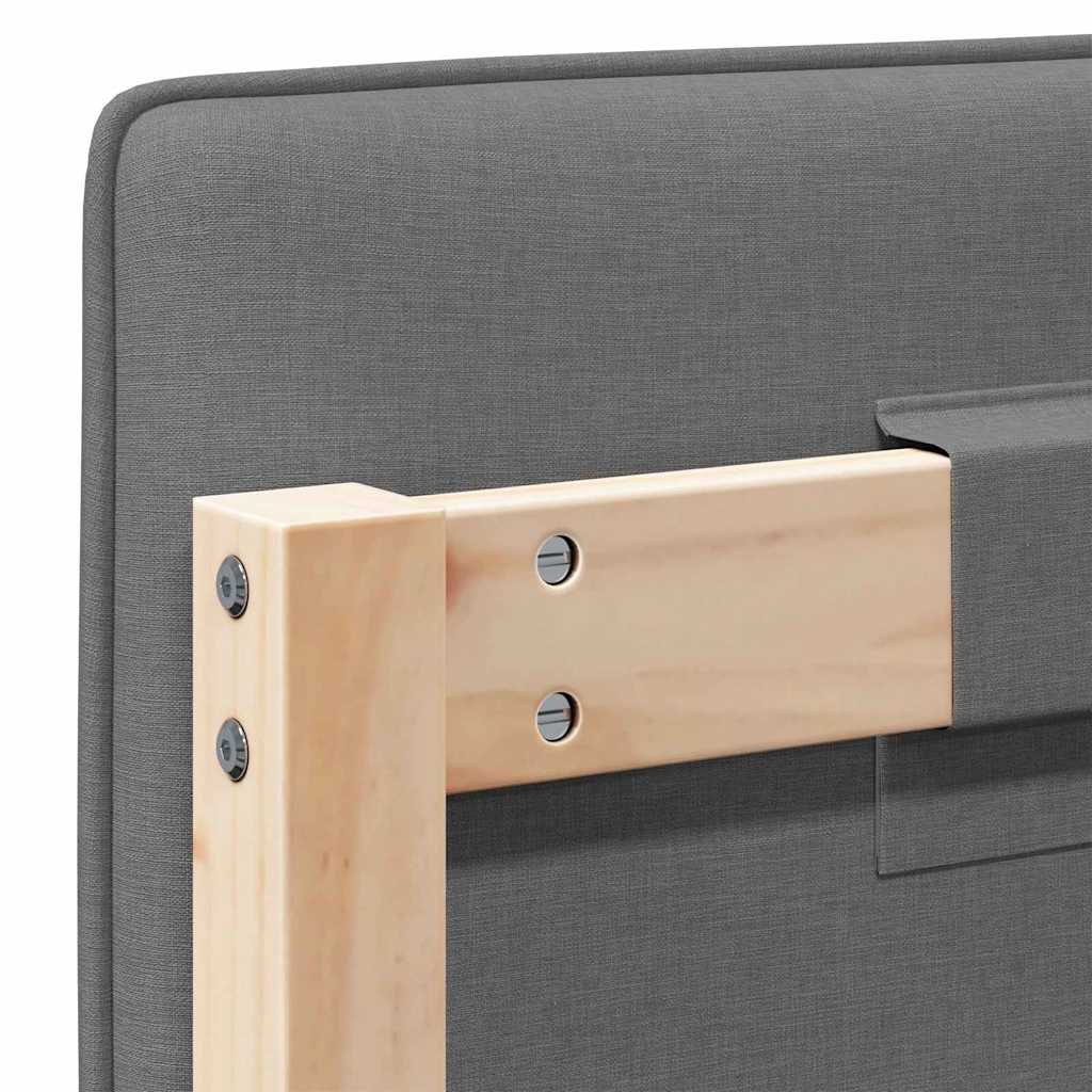 Tăblie tapițată Maro și gri deschis 135 cm Lemn de pin masiv