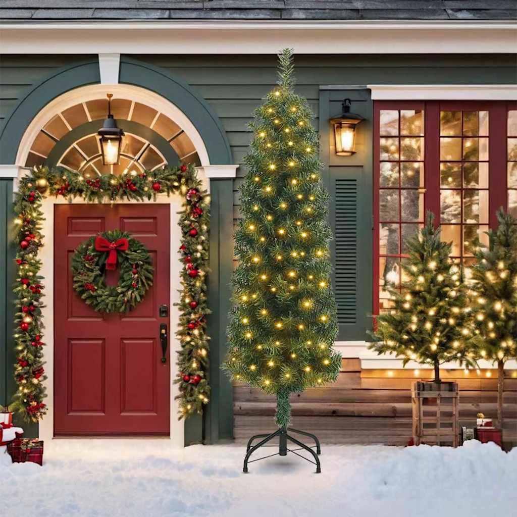 Brad de Crăciun artificial Verde 210 cm PVC și oțel și plastic