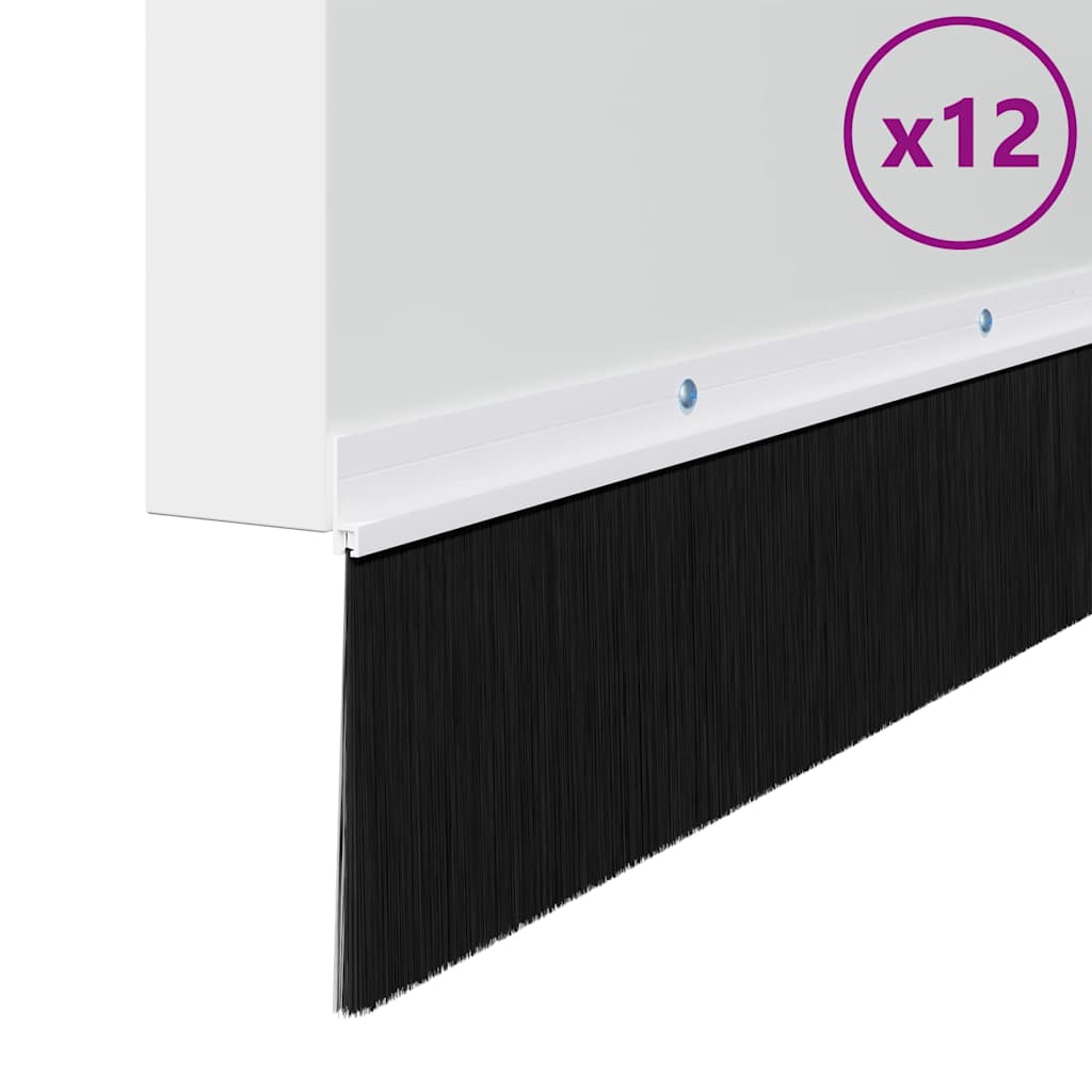 Perdele de ușă cu perii cu montare prin înșurubare 12 pcs Alb