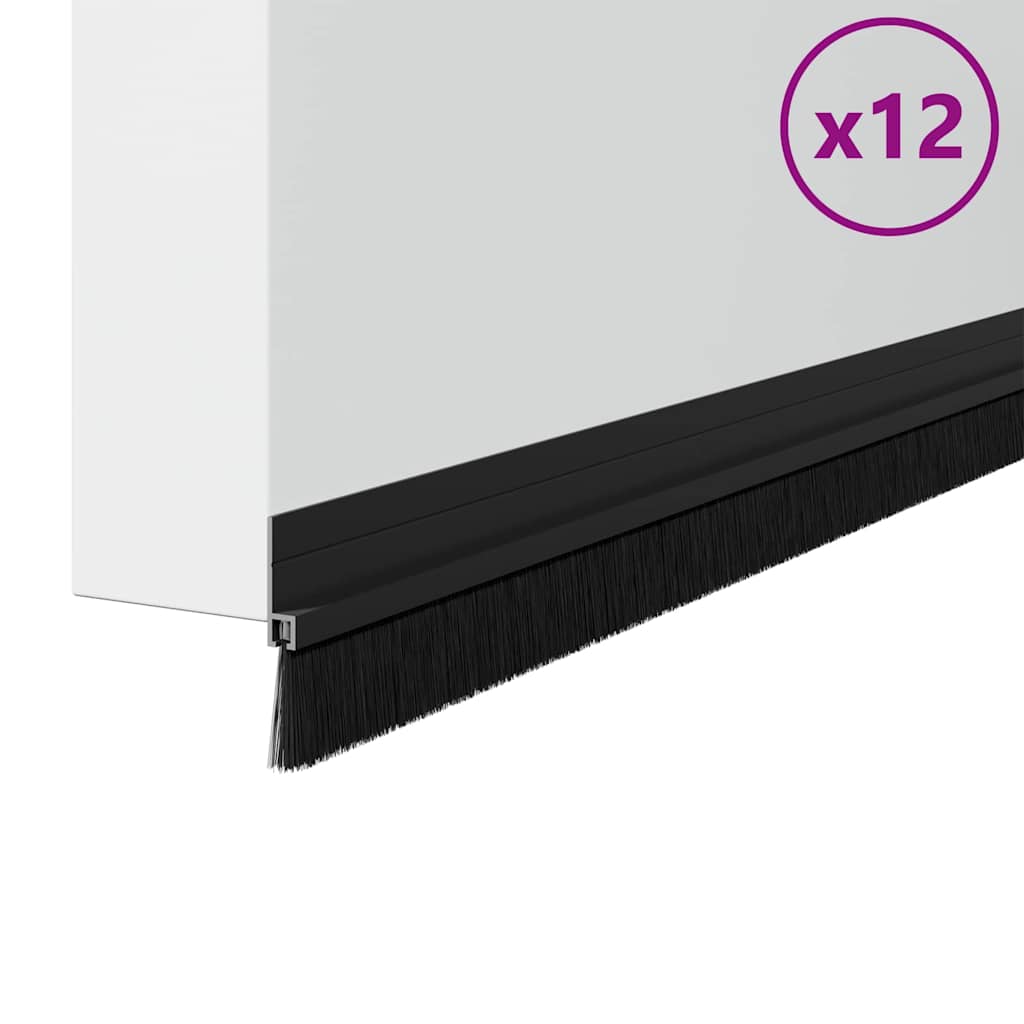 Dopuri pentru uși autoadezive 12 pcs Negru 100 cm