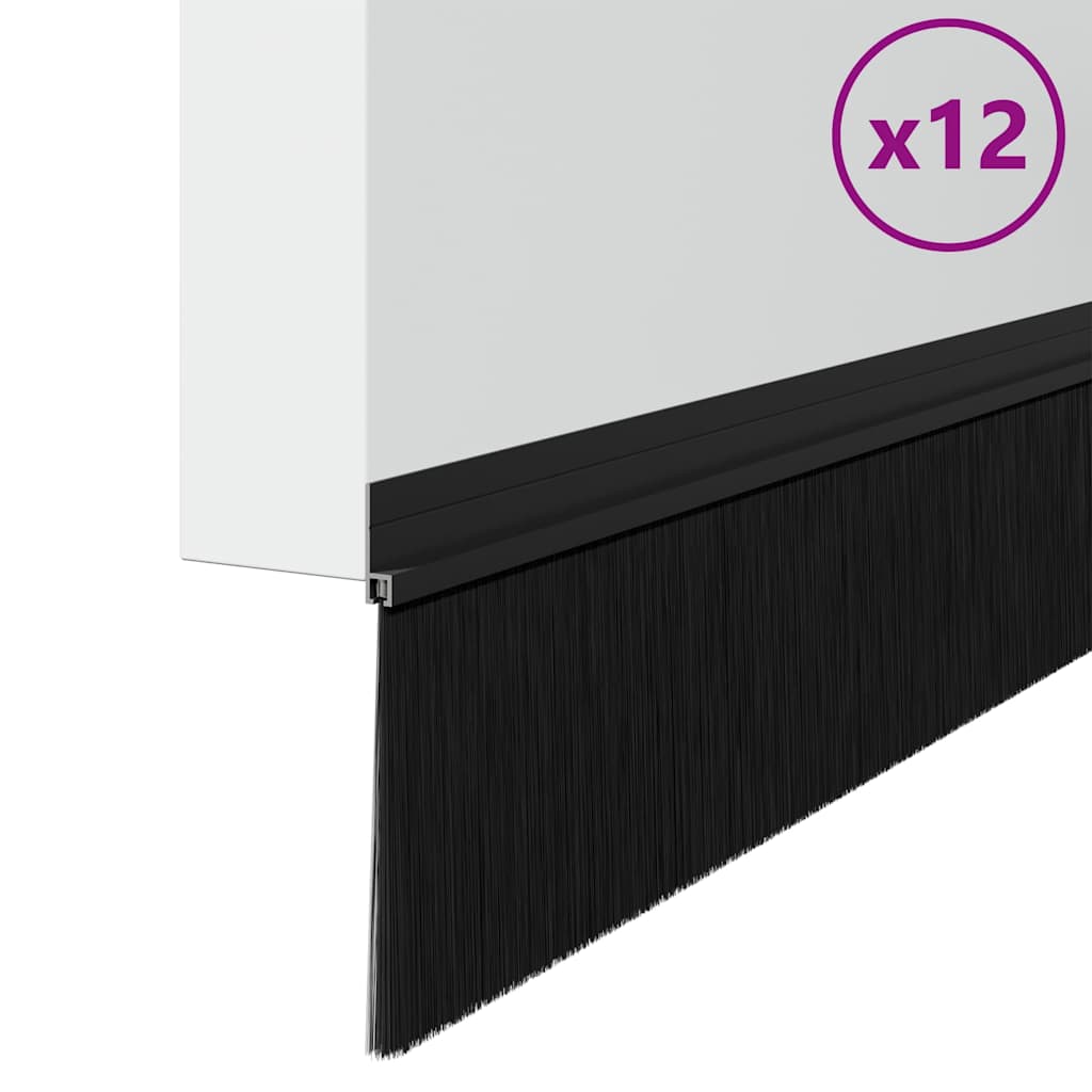 Dopuri pentru uși autoadezive 12 pcs Negru 100 cm