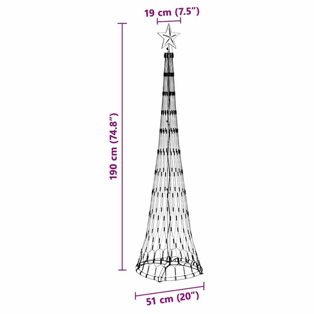 Brad de Crăciun LED Multicolour 51 x 51 x 190 cm Metal - Vendito