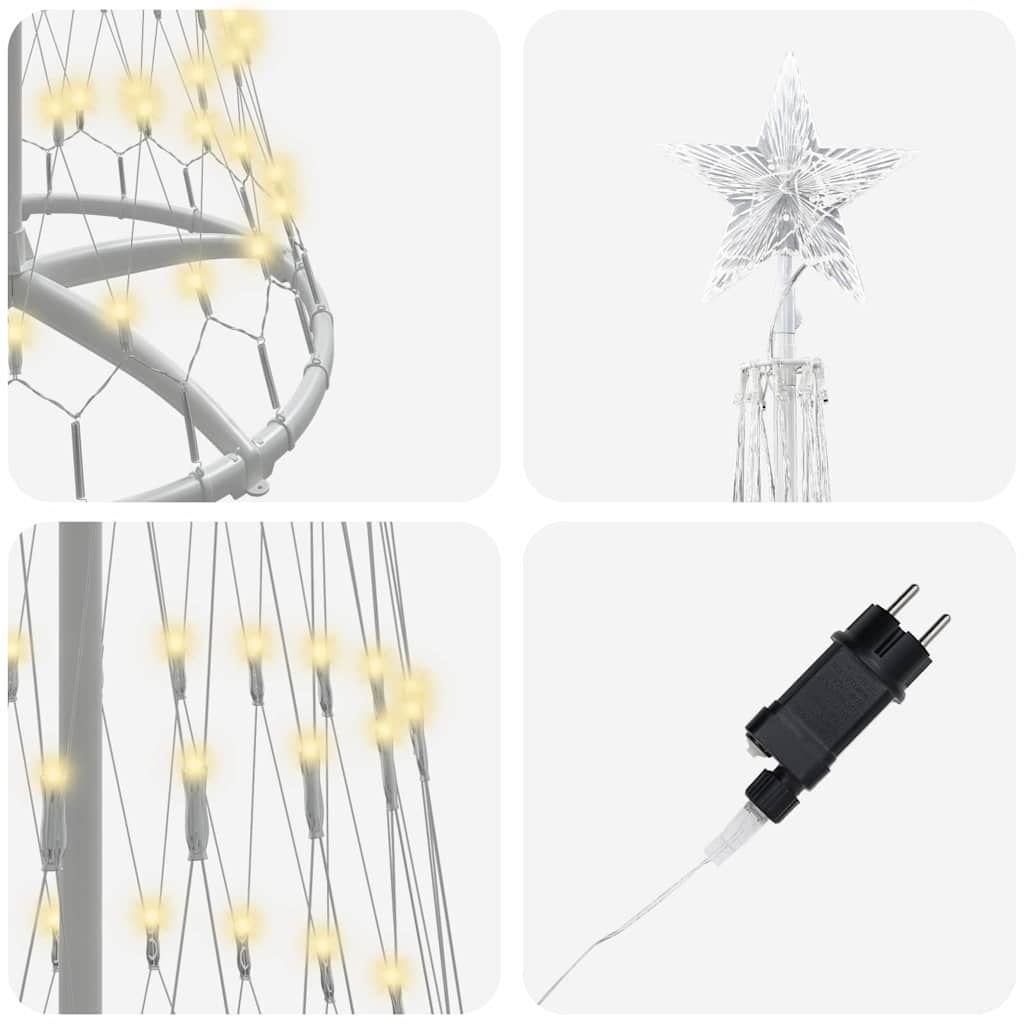 Brad de Crăciun LED cu 290 LED Alb cald 70 x 70 x 250 cm Metal