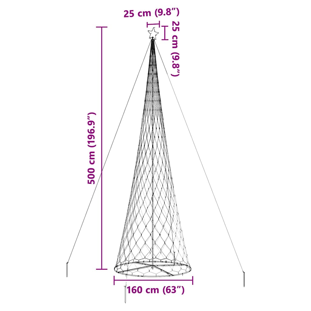 Brad de Crăciun LED cu 555 LED cu suport Alb cald 500 cm Metal
