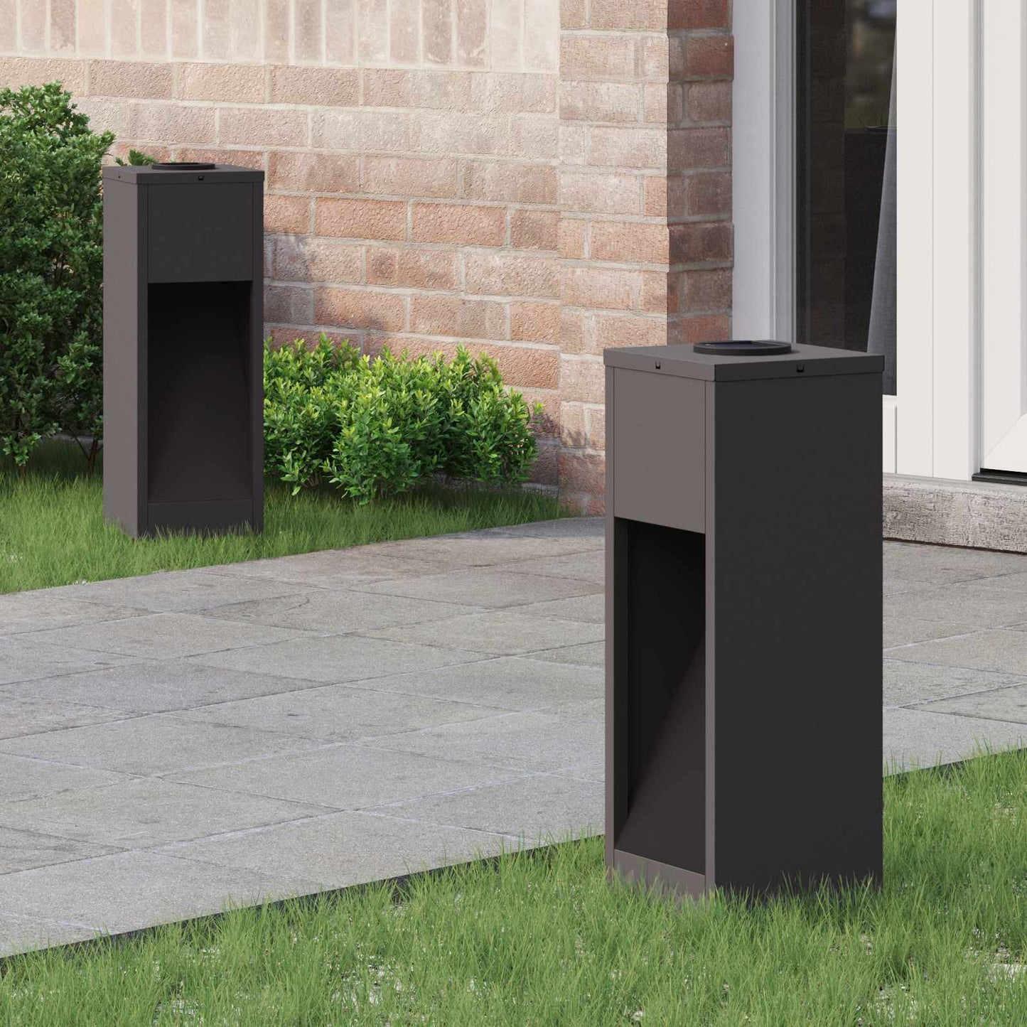 Lampa de parcurs LED solar 2 pcs Negru Oțel laminat la rece