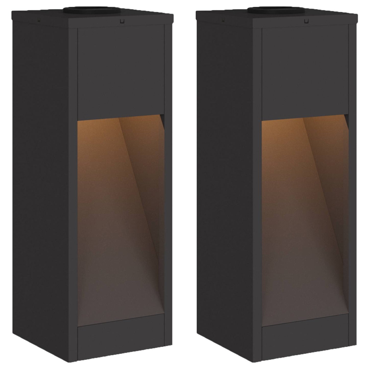 Lampa de parcurs LED solar 2 pcs Negru Oțel laminat la rece