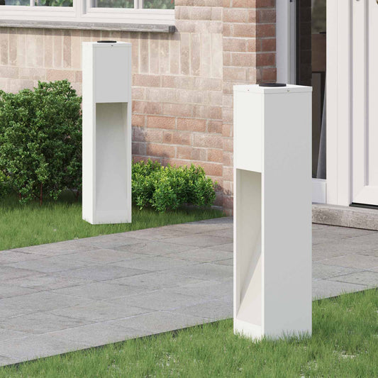 Lampa de parcurs LED solar 2 pcs Alb Oțel laminat la rece