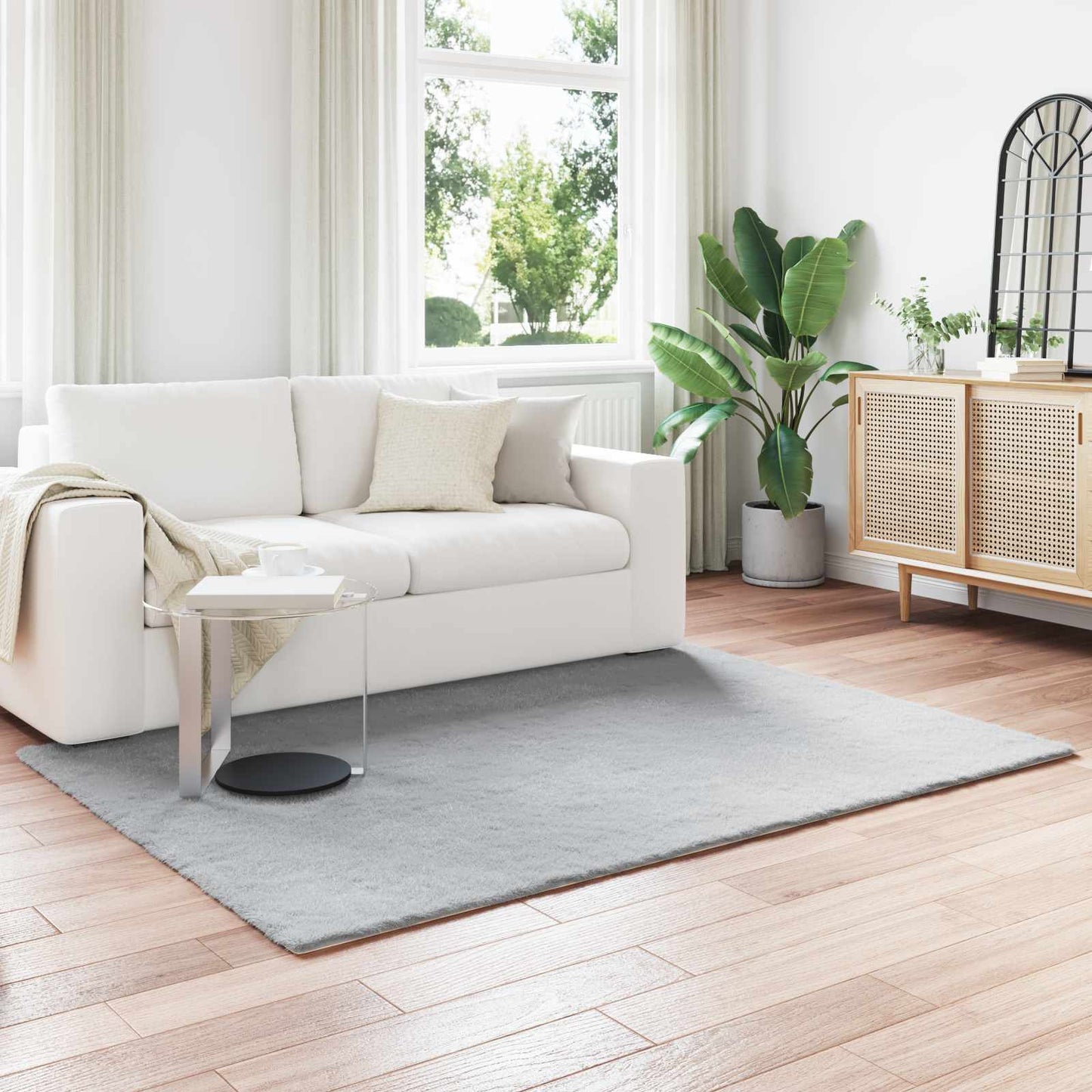 Covor din de iepure sintetic antiderapant Olite Gri Poliester