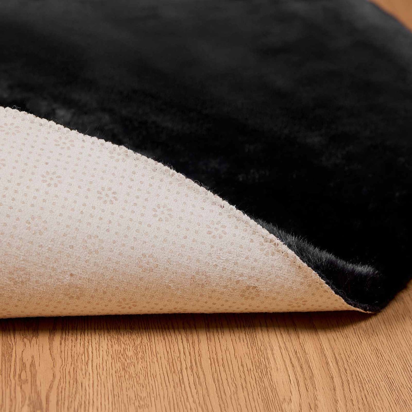 Covor din Blană Faux de Iepure Olite Negru Ø 120 cm Poliester