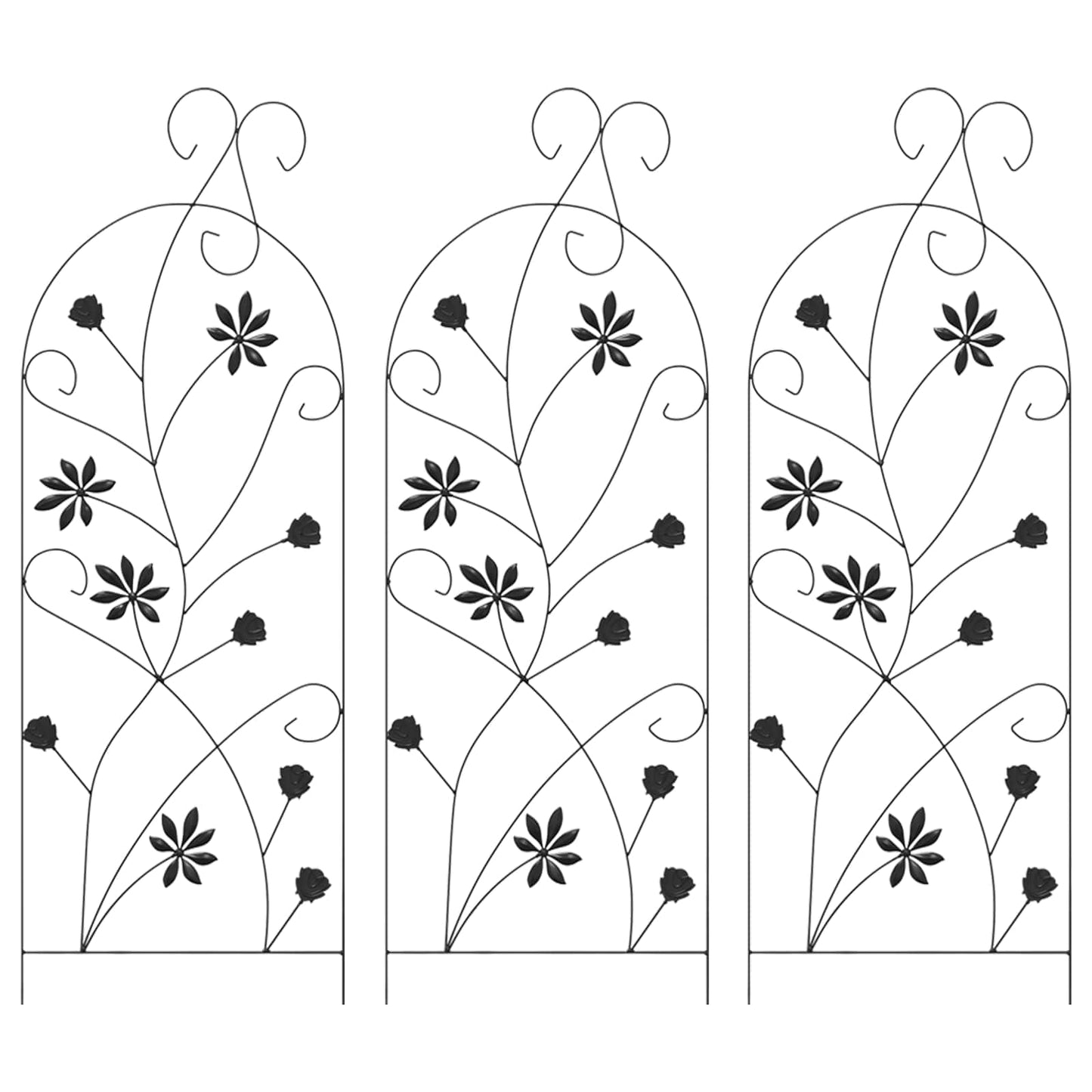 Gard de Grădină cu blocare 3 pcs Negru 112 x 39,5 cm Oțel