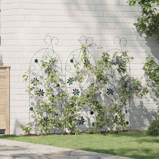 Gard de Grădină 3 pcs Verde 112 x 39,5 cm Oțel