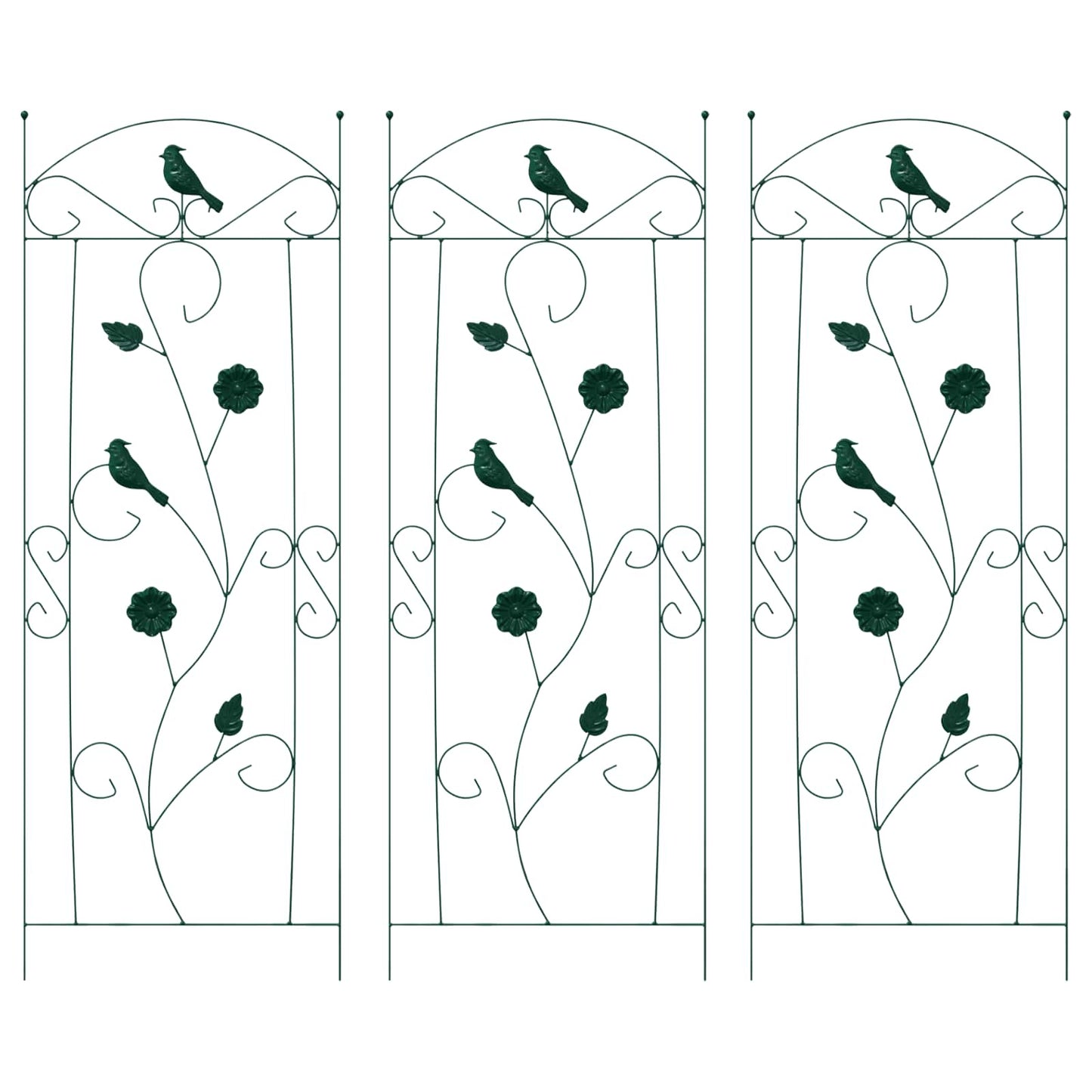 Gard de Grădină 3 pcs Verde 110 x 40 cm Oțel