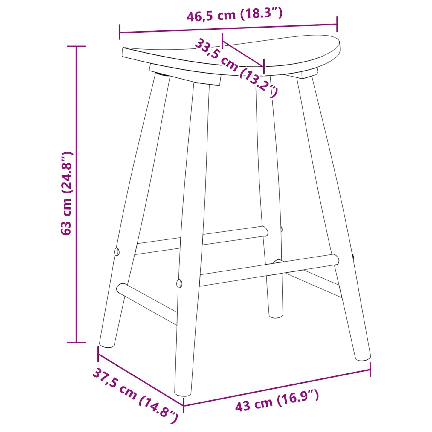 Scaune de dining 2 pcs Alb 46 x 37 x 63 cm