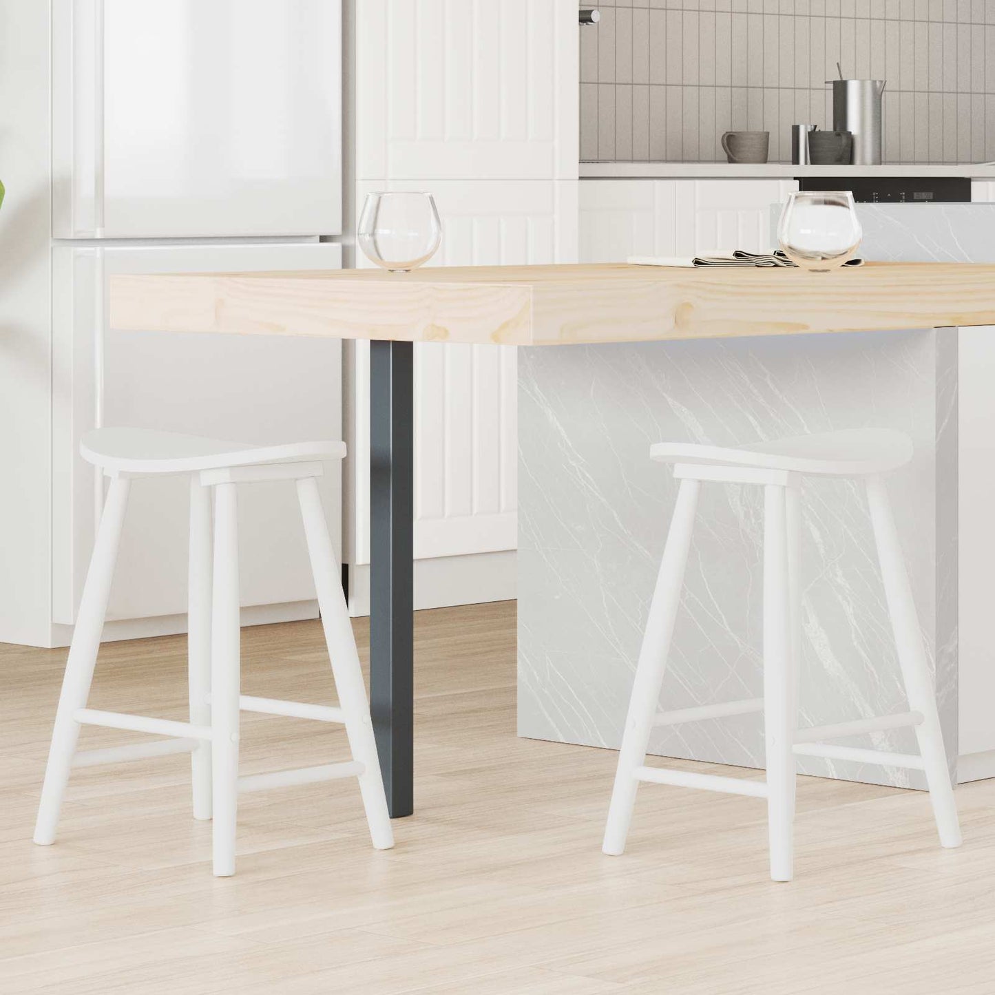 Scaune de dining 2 pcs Alb 46 x 37 x 63 cm