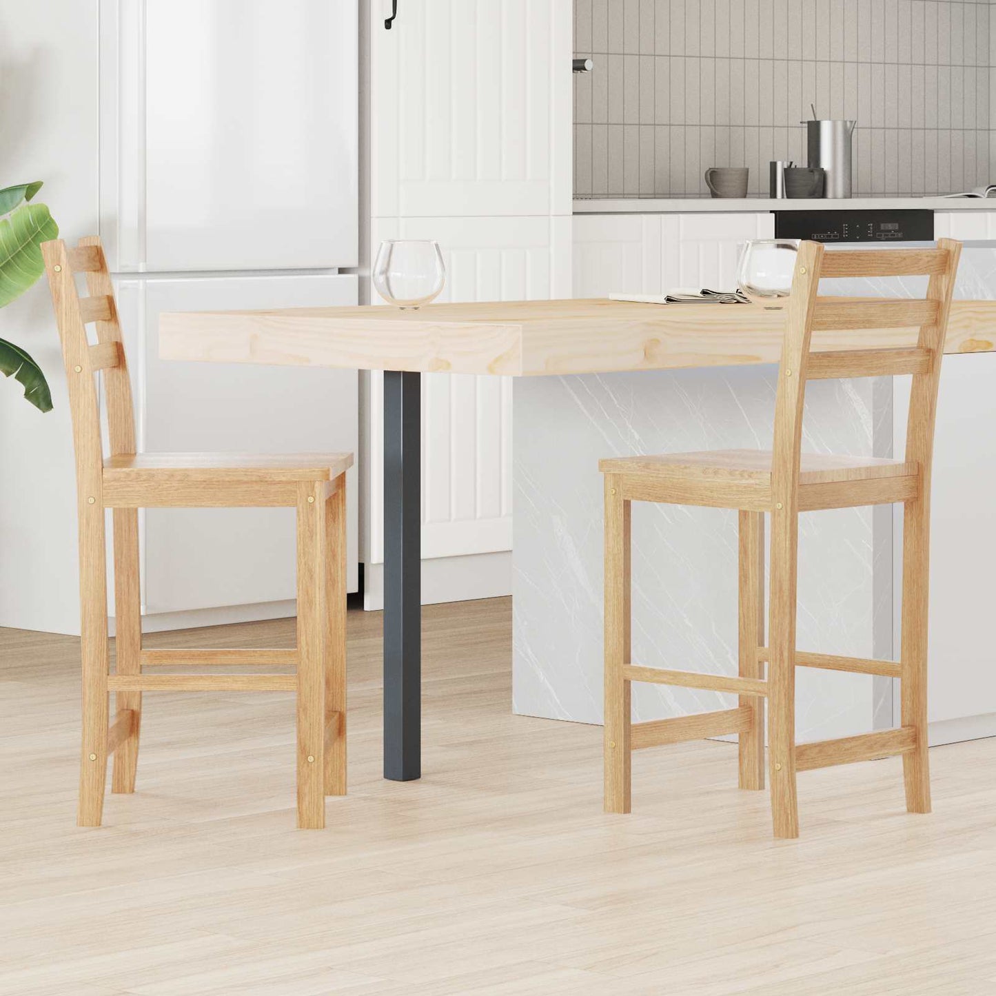Scaune de dining 2 pcs natural 40 x 47,5 x 99,5 cm