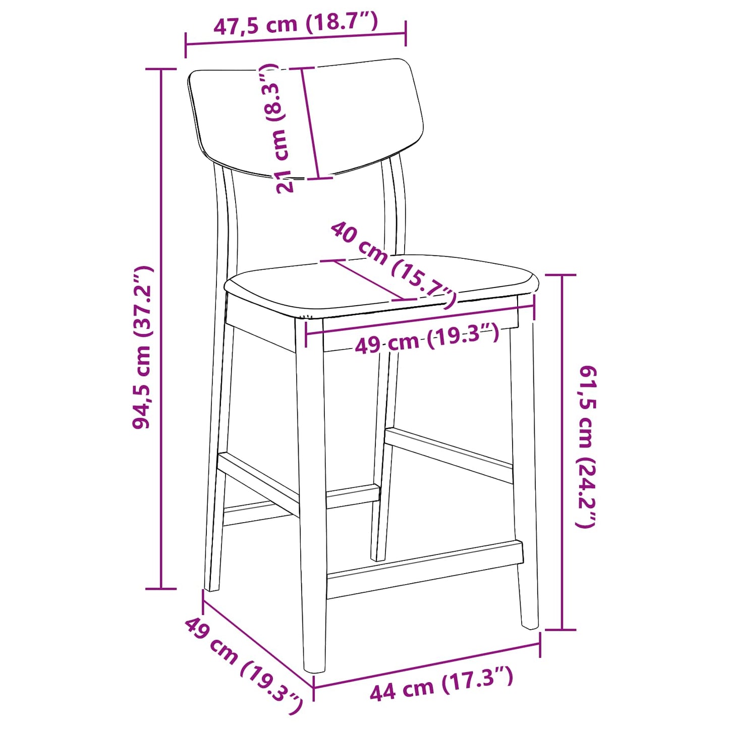 Scaune de dining 2 pcs natural 48 x 49 x 95 cm