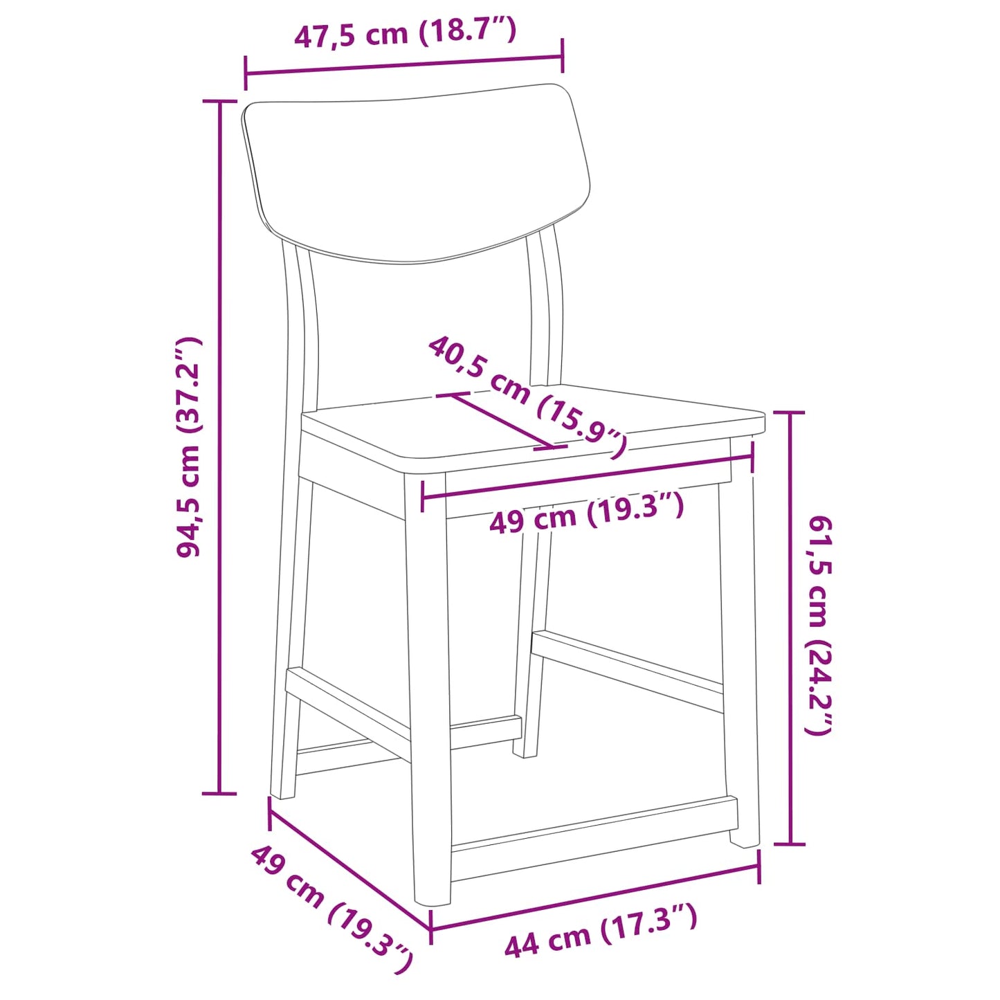 Scaune de dining 2 pcs Alb 48 x 49 x 95 cm