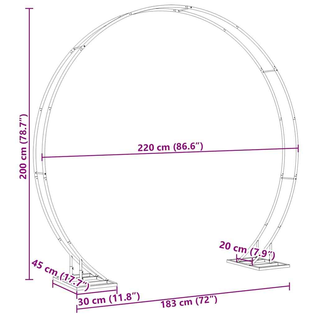 Arc de nuntă Auriu 220 x 45 x 200 cm Oțel