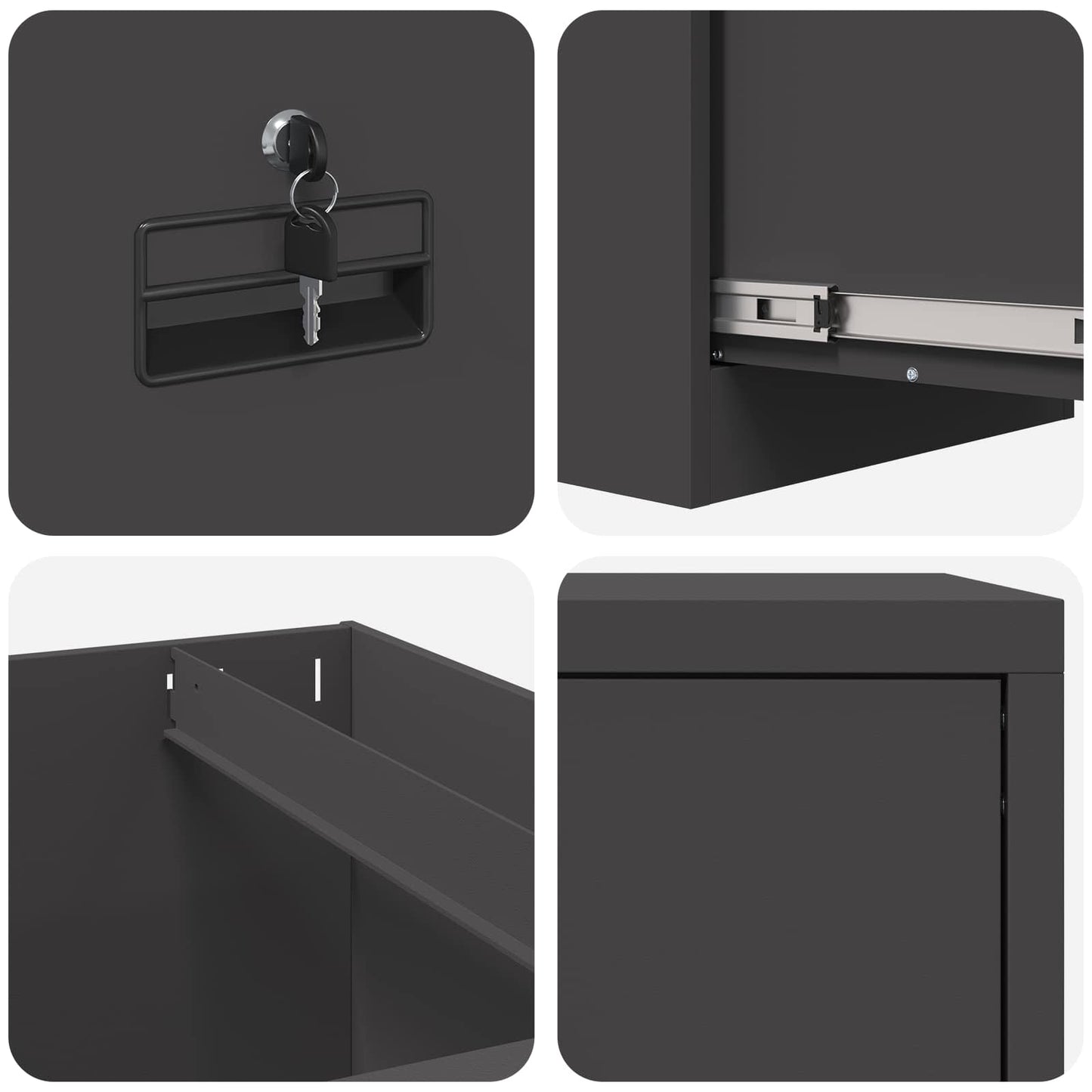 Dulap pentru Fișiere cu sertar cu raft Negru 44 x 50 x 106.5 cm