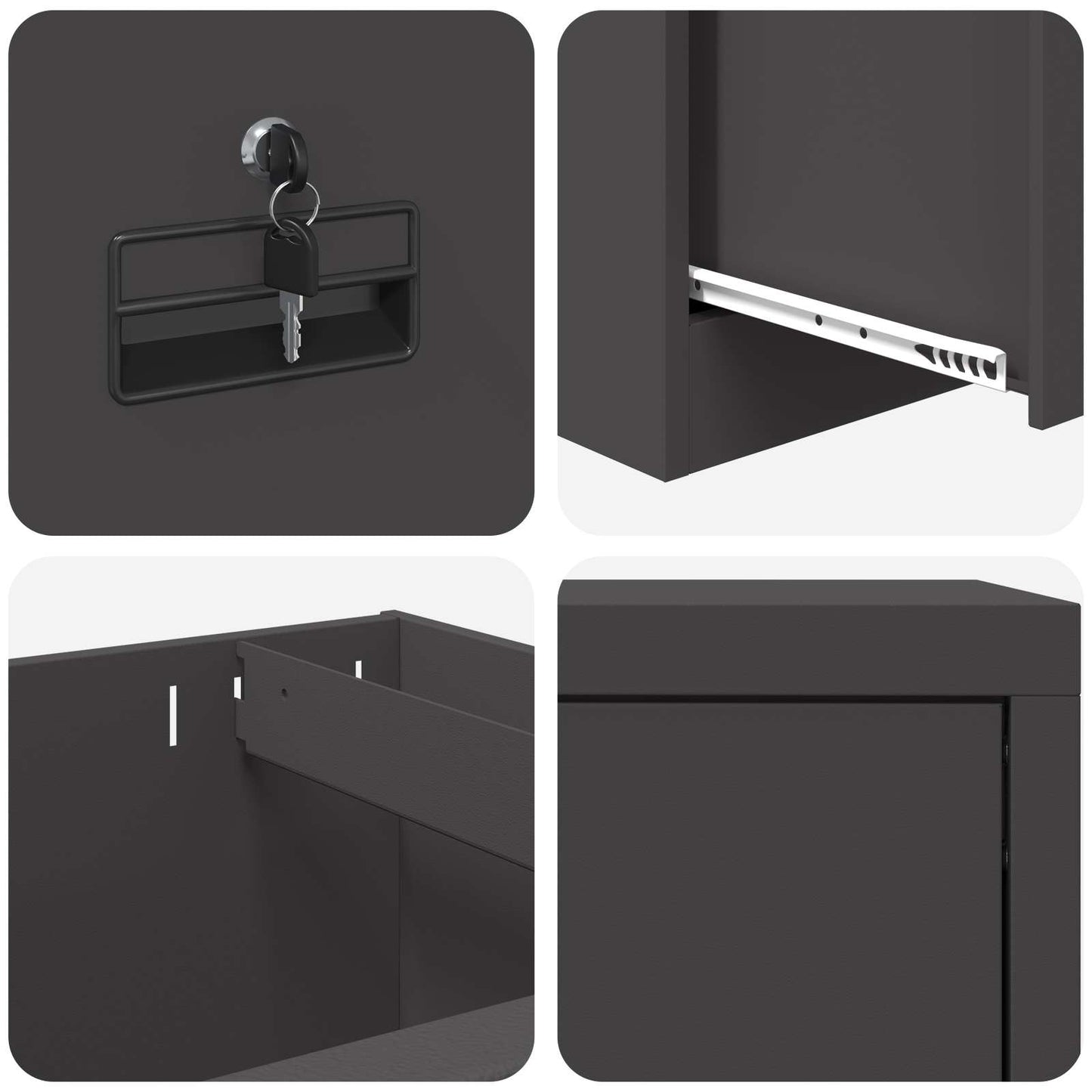 Dulap pentru Fișiere cu sertar cu raft Negru 44 x 50 x 106.5 cm