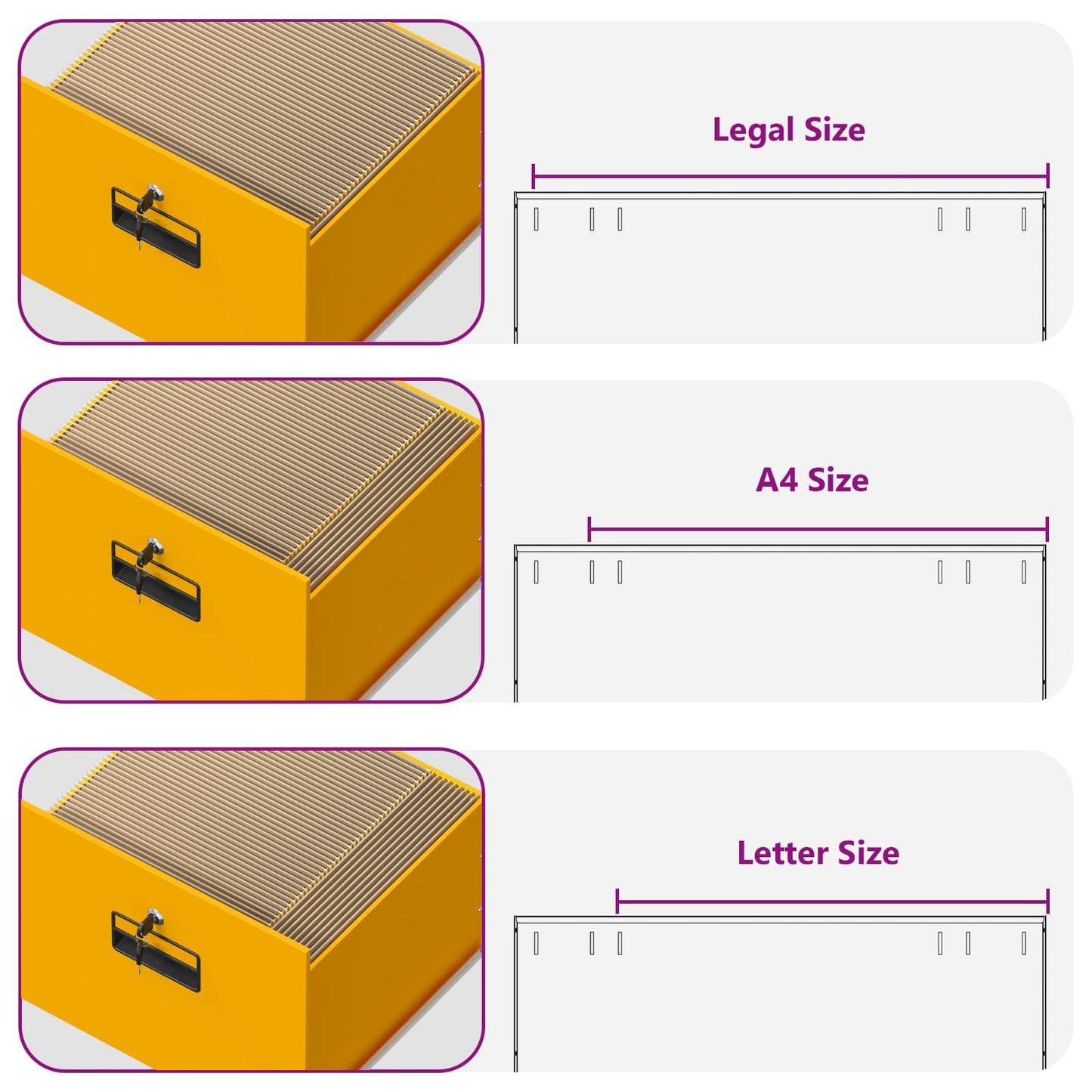 Dulap pentru Fișiere cu sertar Galben muștar 44 x 50 x 106.5 cm