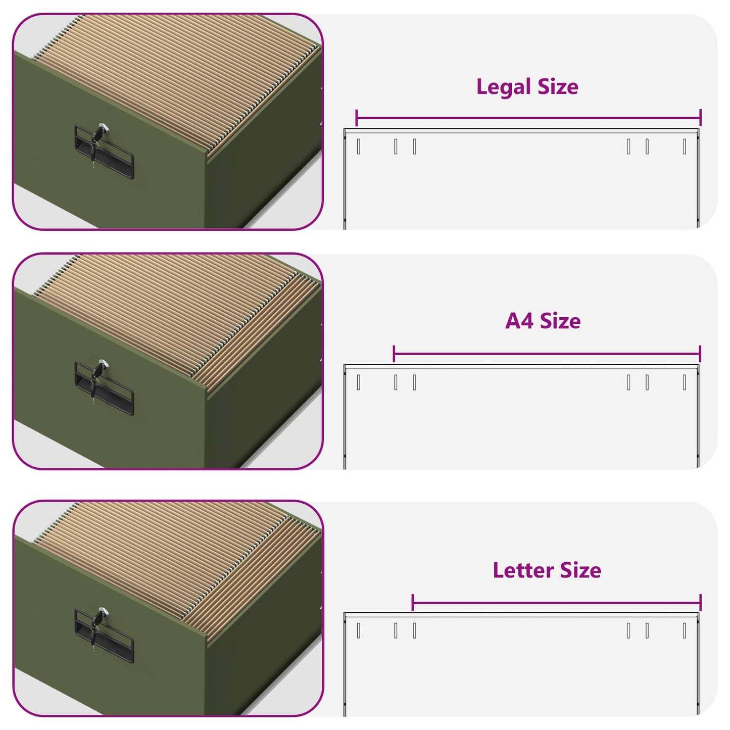 Dulap pentru Fișiere cu raft Verde măsliniu 44 x 50 x 106.5 cm