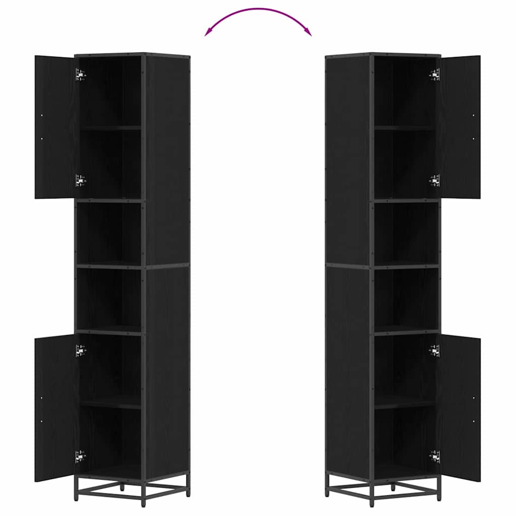 Set de mobilier pentru baie Stejar Negru 35 x 37,5 x 188,5 cm