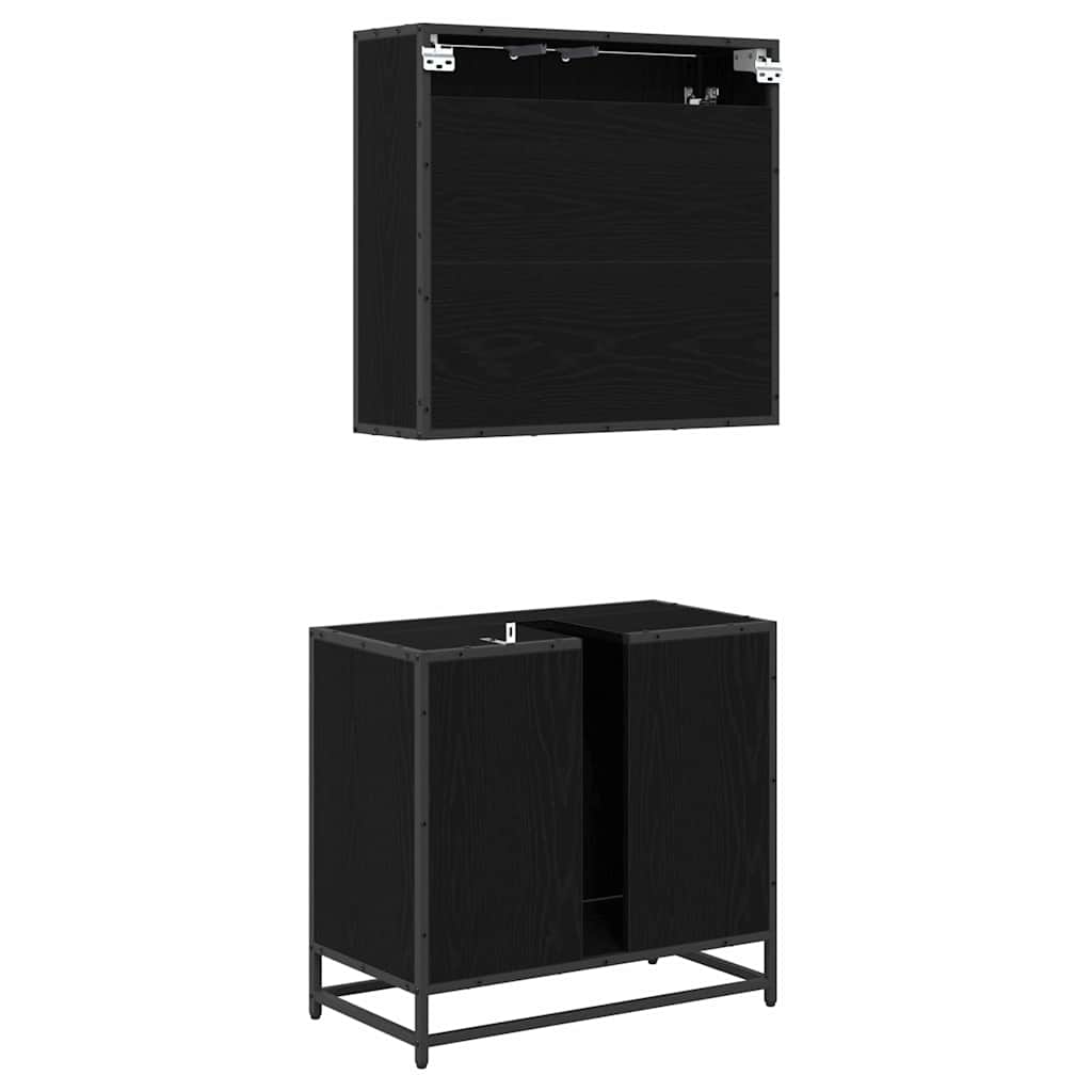 Set de mobilier pentru baie 2 pcs Stejar negru Lemn compozit