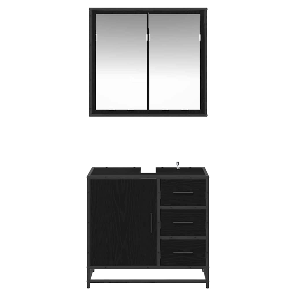 Set de mobilier pentru baie 2 pcs Stejar negru Lemn compozit
