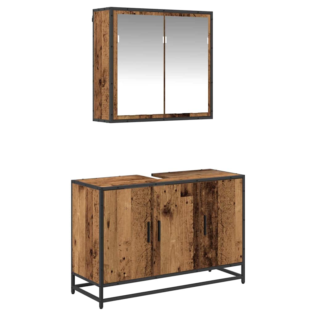 Set de mobilier pentru baie 2 pcs Lemn Vechi Lemn compozit