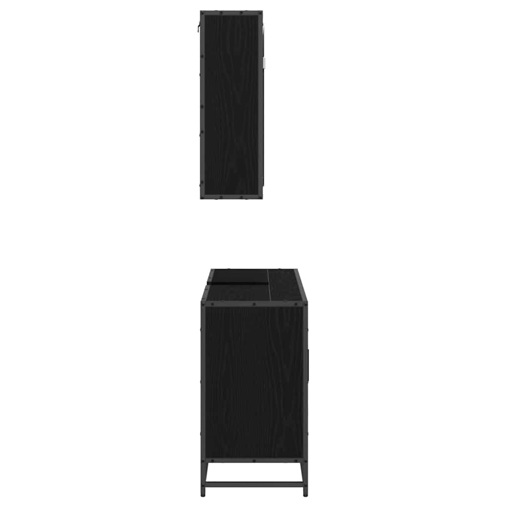 Set de mobilier pentru baie 2 pcs Stejar Negru Lemn compozit