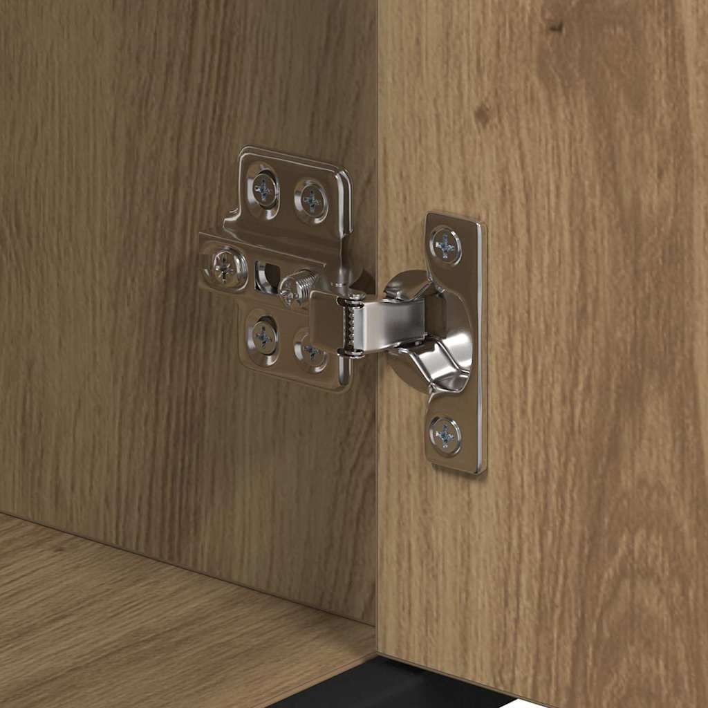 Set de mobilier pentru baie cu raft 3 pcs Stejar Artizanal