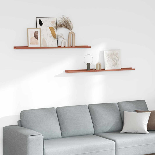 Raft de perete cu raft 2 pcs Roșu 115 x 9 x 3 cm Lemn compozit