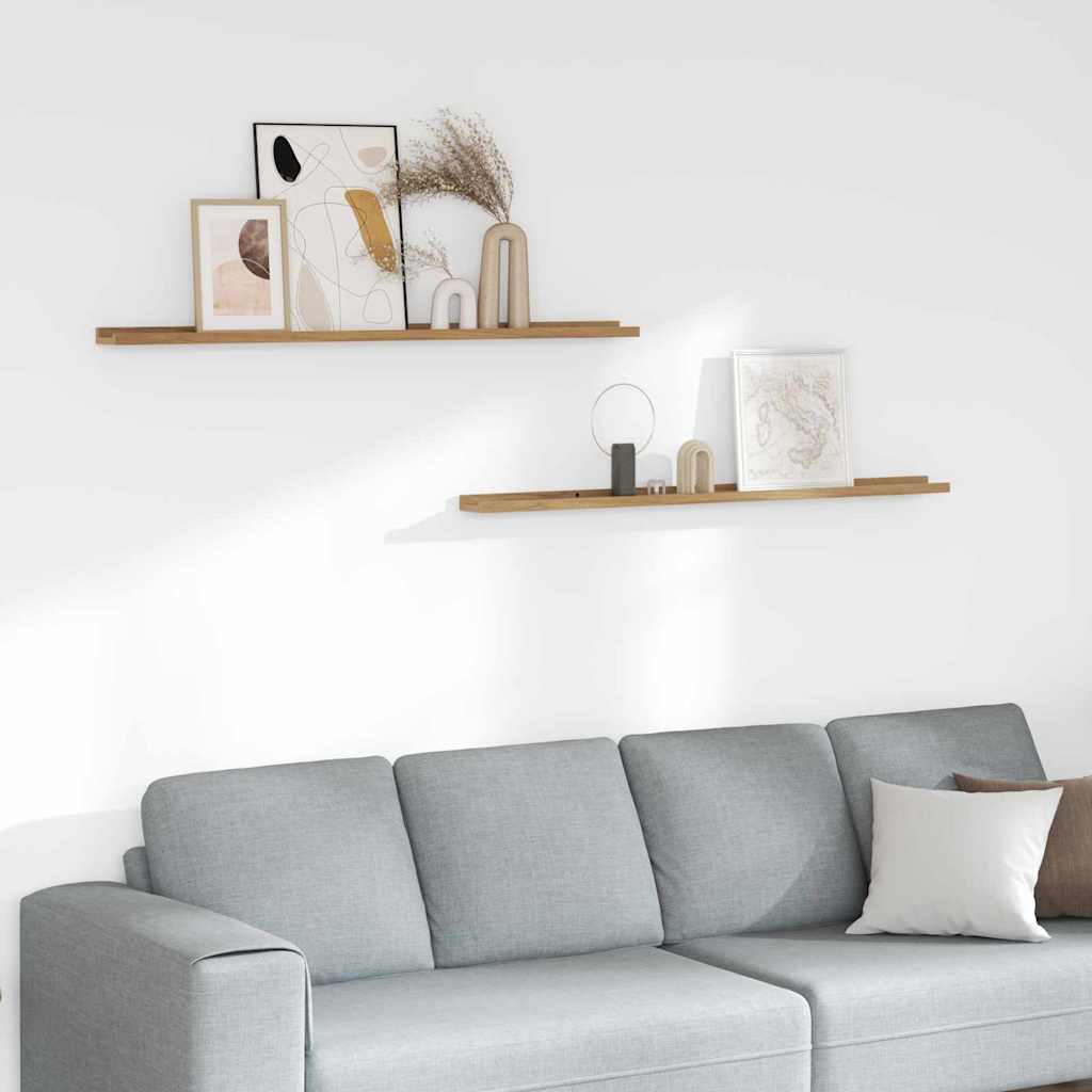 Raft de perete cu raft 2 pcs Maro 115 x 9 x 3 cm Lemn compozit