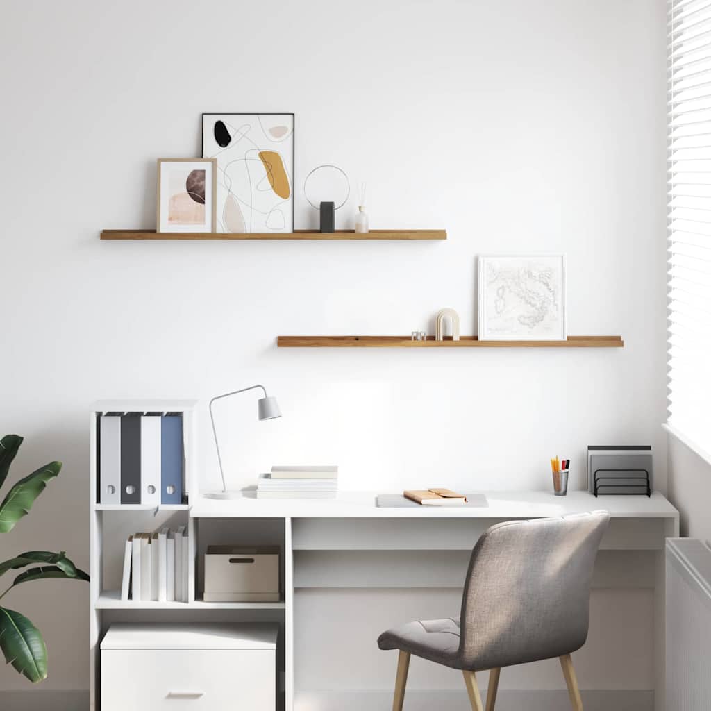 Raft de perete cu raft 2 pcs Maro 115 x 9 x 3 cm Lemn compozit