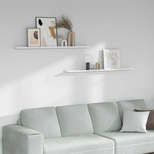 Raft de perete 2 pcs Marmură albă 115 x 9 x 3 cm Lemn compozit