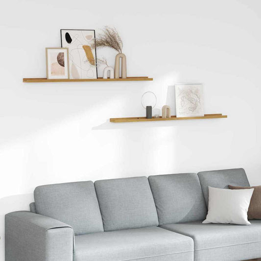 Raft de perete cu raft 2 pcs Bej 115 x 9 x 3 cm Lemn compozit