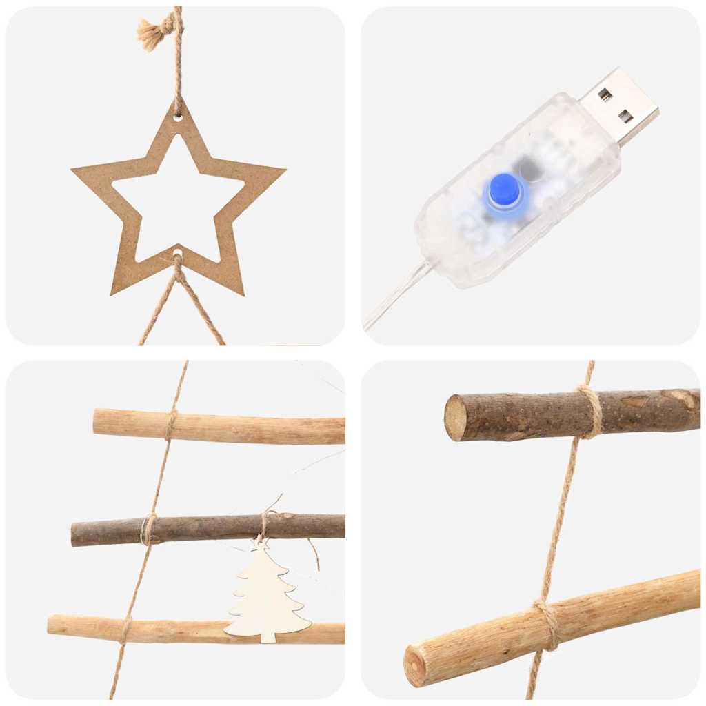 Brad de Crăciun cu 50 LED natural 120 cm lemn masiv de frasin