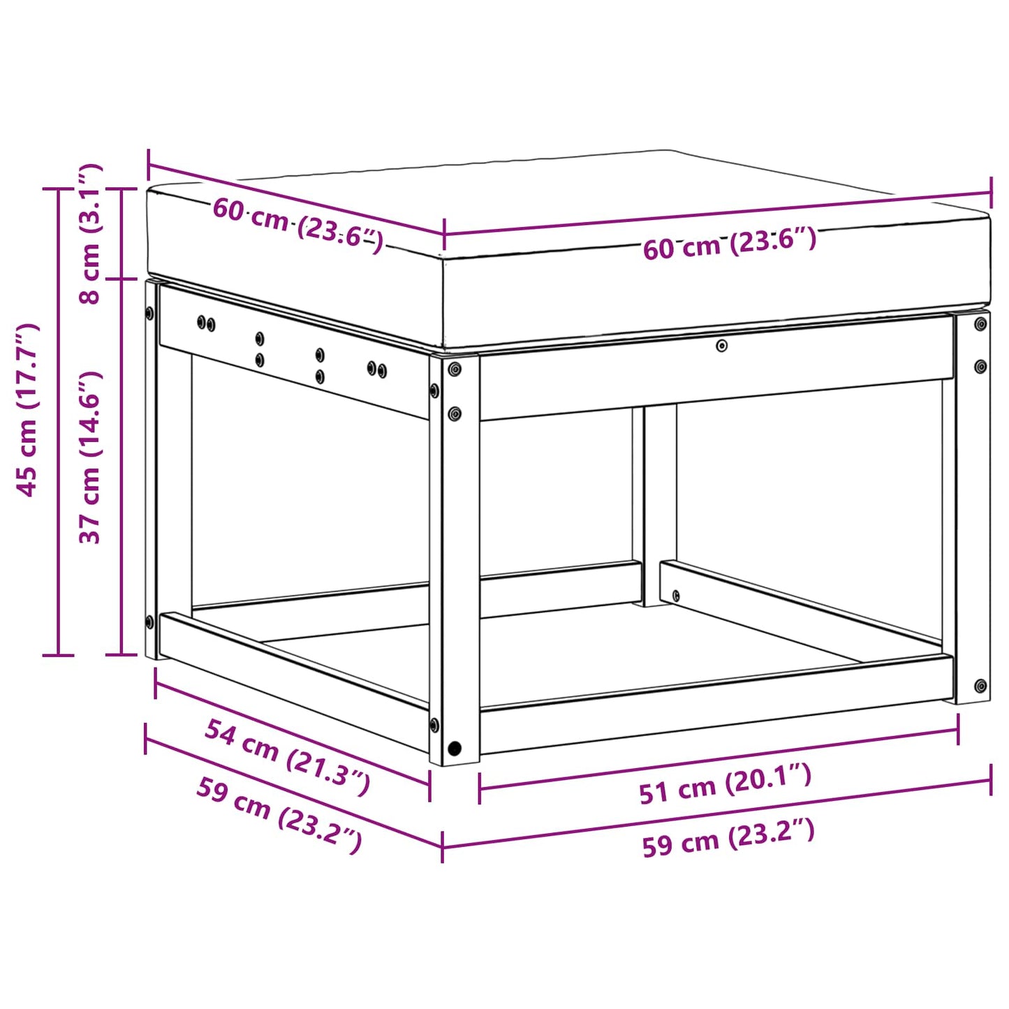 Taburet pentru exterior Lemn Solid de Acacia natural