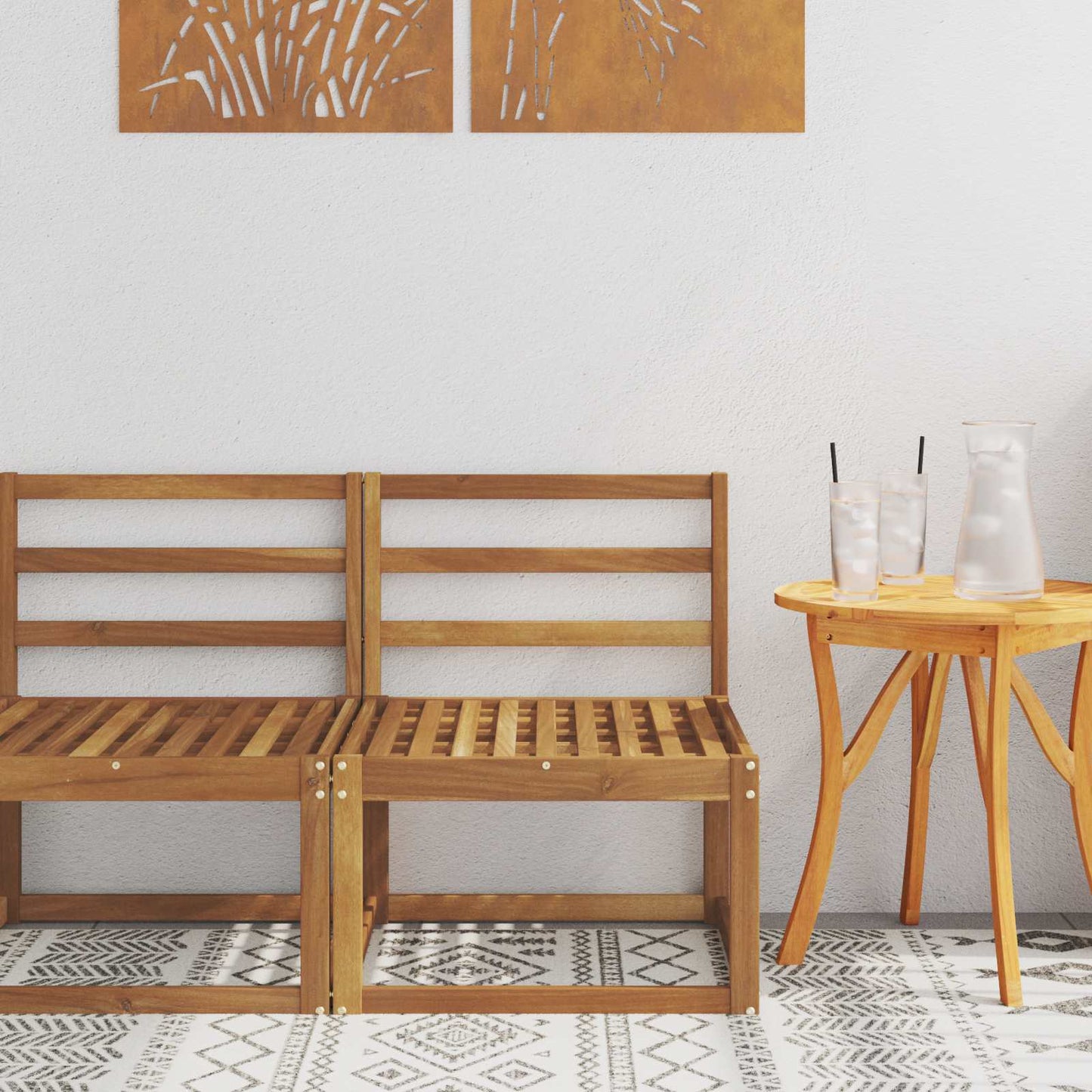 Canapea Medie pentru Exterior Lemn Solid de Acacia natural