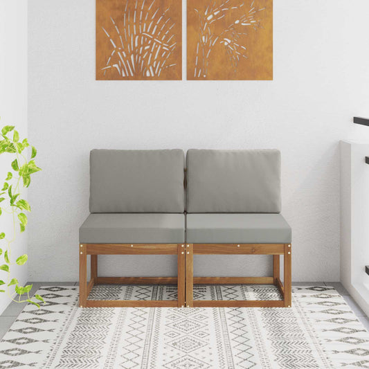 2 Bucată Canapea Medie pentru Exterior Lemn Solid de Acacia