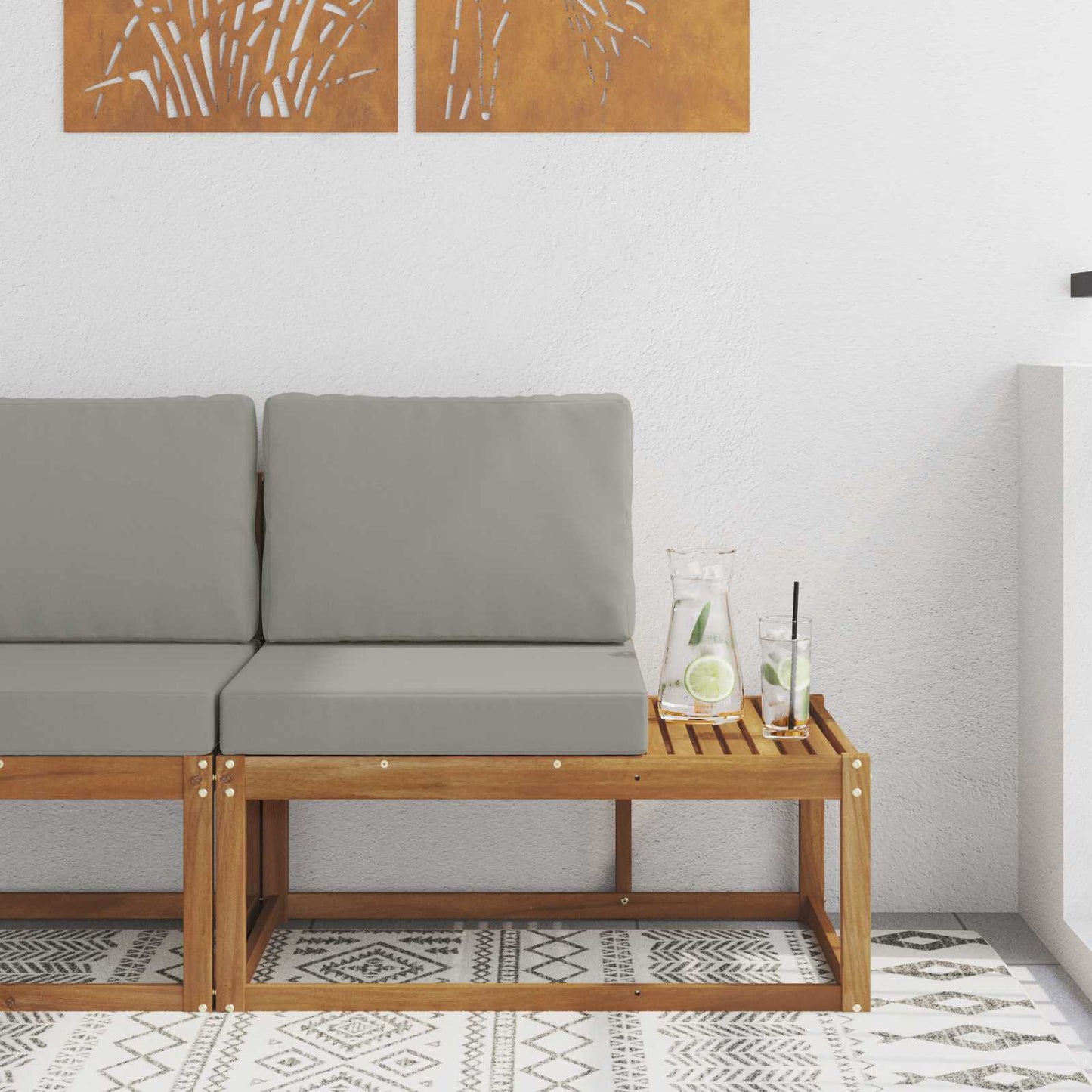 Canapea de exterior cu pernă natural 91 x 63 x 73 cm