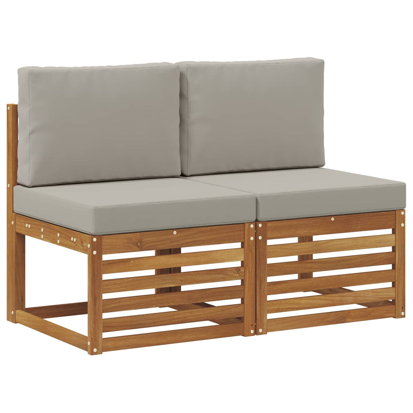 2 Bucată Canapea Medie pentru Exterior Lemn Solid de Acacia