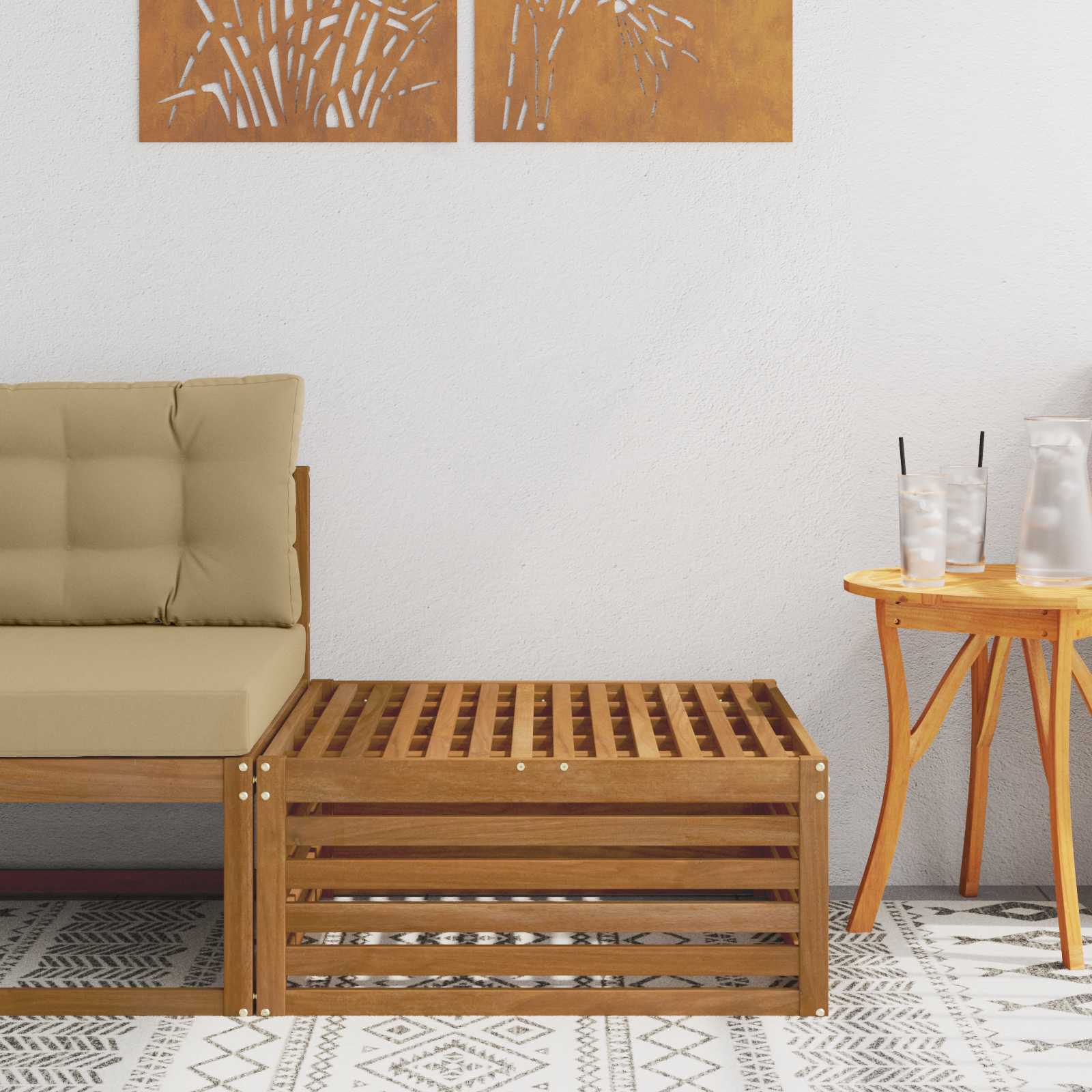 Taburet pentru exterior natural 79 x 79 x 37 cm