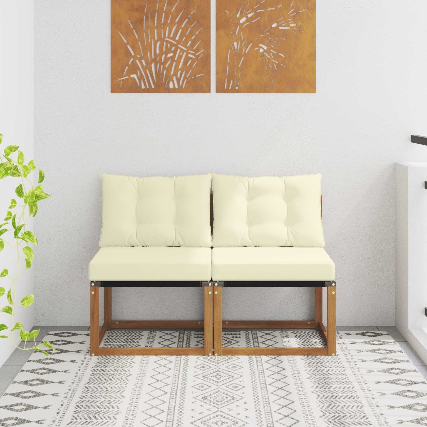 2 Bucată Canapea centrală pentru exterior