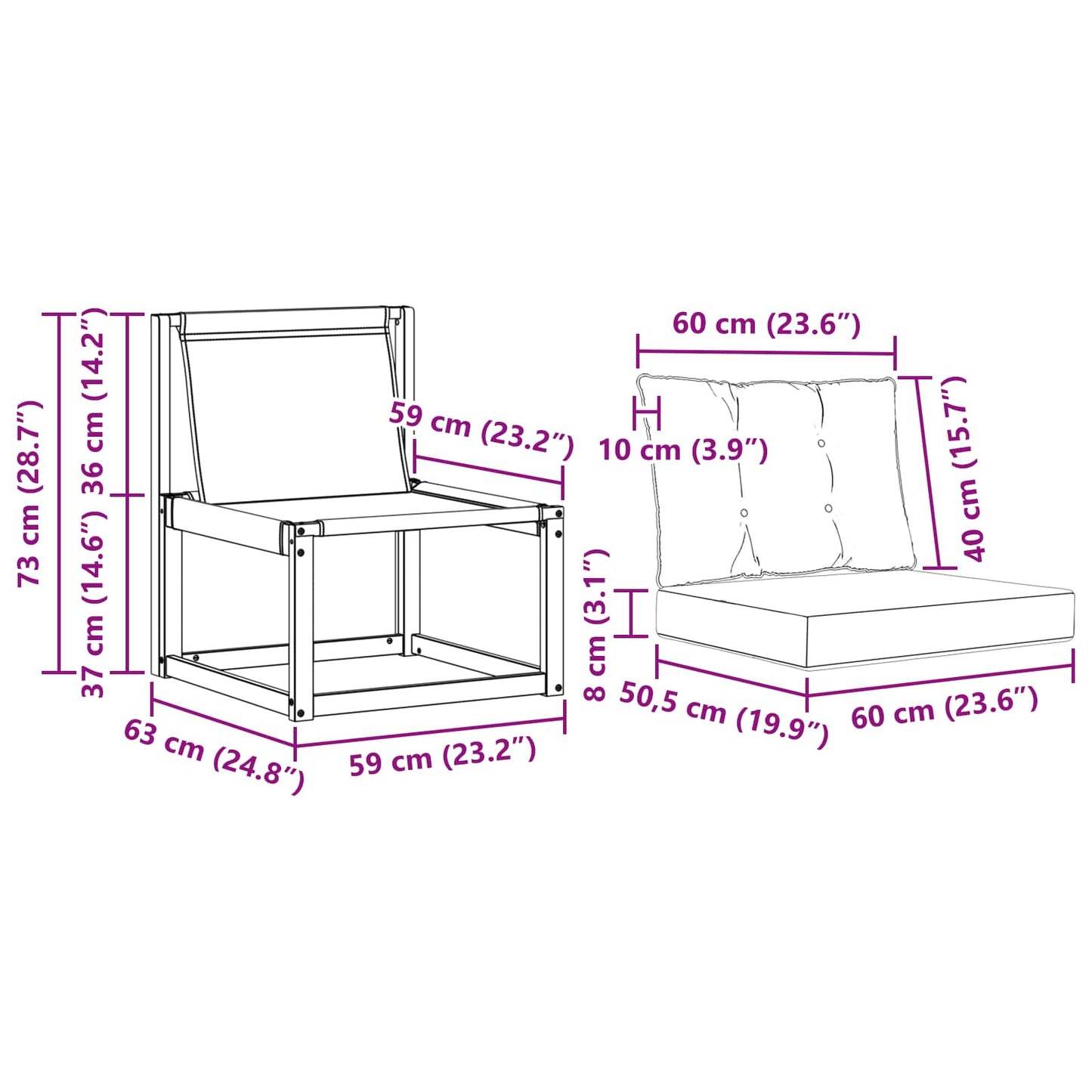 2 Bucată Canapea centrală pentru exterior